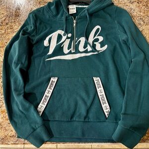 Victoria’s Secret PINK Green Half Zip Hoodie Medium